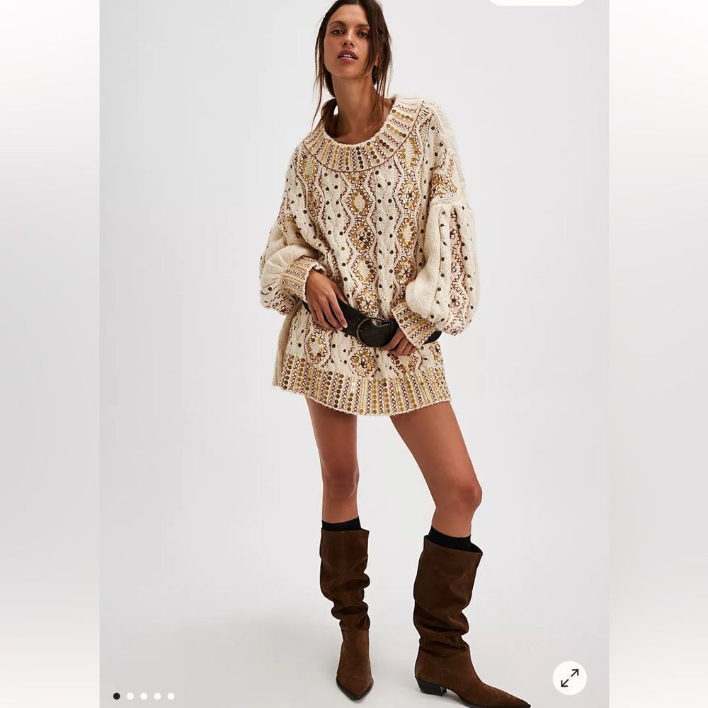 Free People Gilded Cable Embellished Sweater